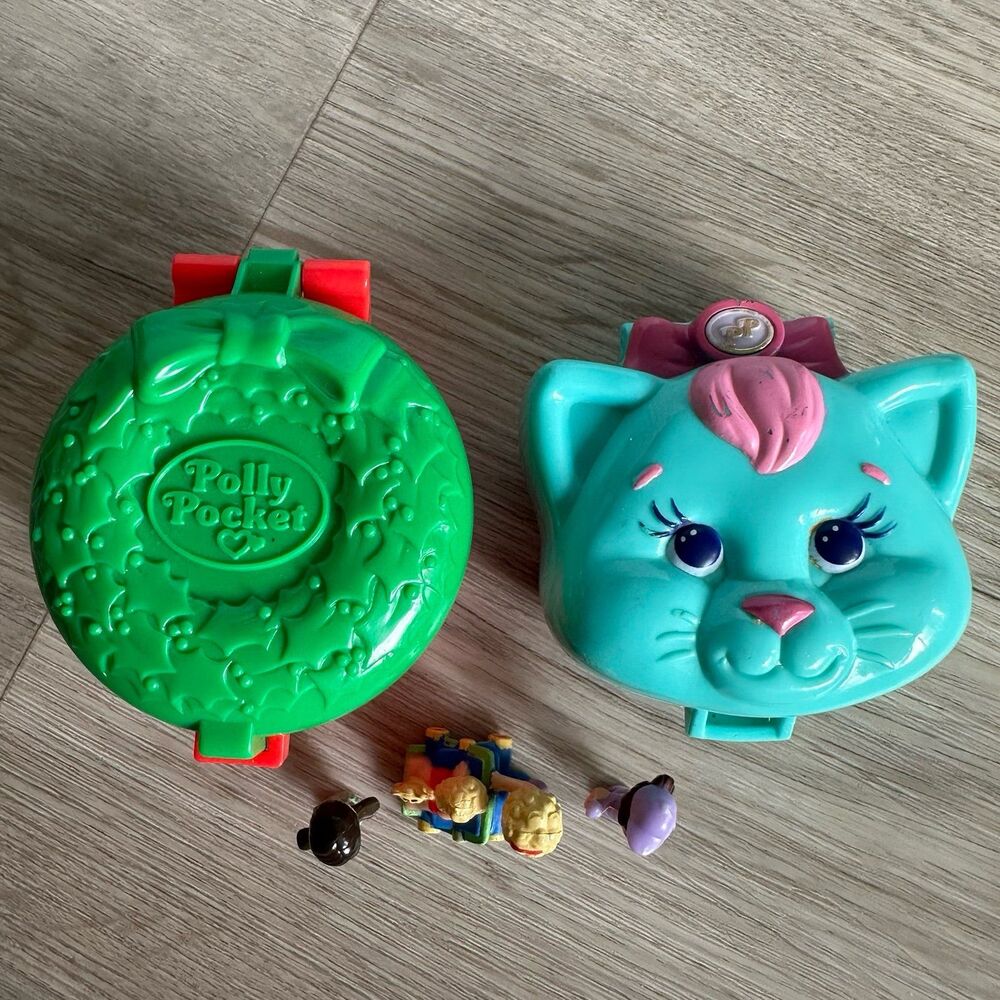 Vintage 1993 Bluebird Polly Pocket Compacts Playsets & Mini Figures Cuddly Kitty